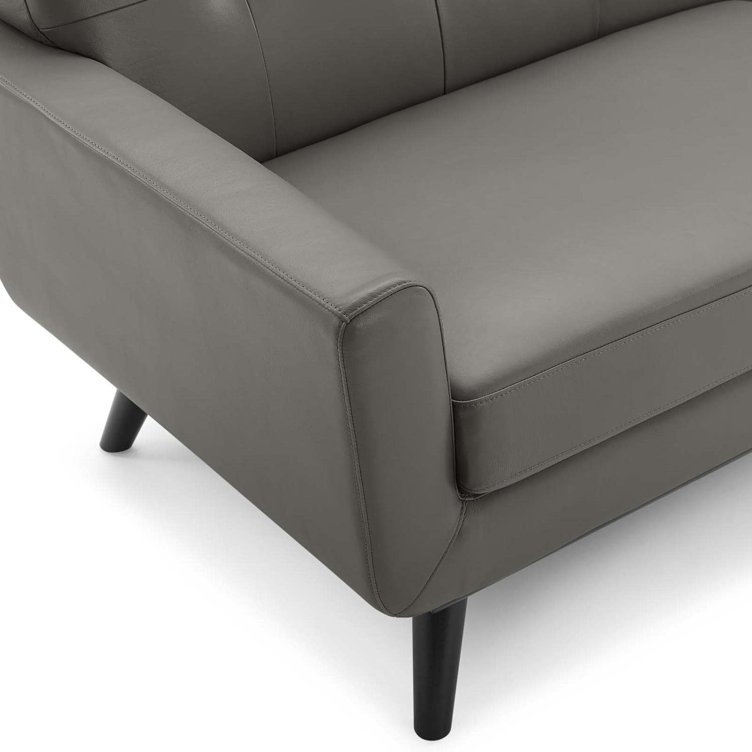 Modway Engage Sofa in Top-Grain Leather Living Room Lounge,Grey