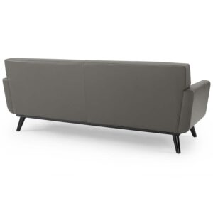 Modway Engage Sofa in Top-Grain Leather Living Room Lounge,Grey