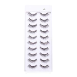 EMEDA False Eyelashes Natural Look 10 Pairs Invisible Band 3D Demi Wispies 12mm Medium Fake Lashes Small Face Eyelashes 100% Handmade Lashes Soft Eye Lash Clear Band Eyelash 1 Pack 005 Style Lashes