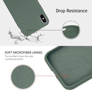 OuXul Case for iPhone X/iPhone Xs case Liquid Silicone Gel Rubber Phone Case,iPhone 5.8 Inch Full Body Slim Soft Microfiber Lining Protective (Forest Green)