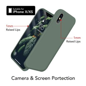 OuXul Case for iPhone X/iPhone Xs case Liquid Silicone Gel Rubber Phone Case,iPhone 5.8 Inch Full Body Slim Soft Microfiber Lining Protective (Forest Green)