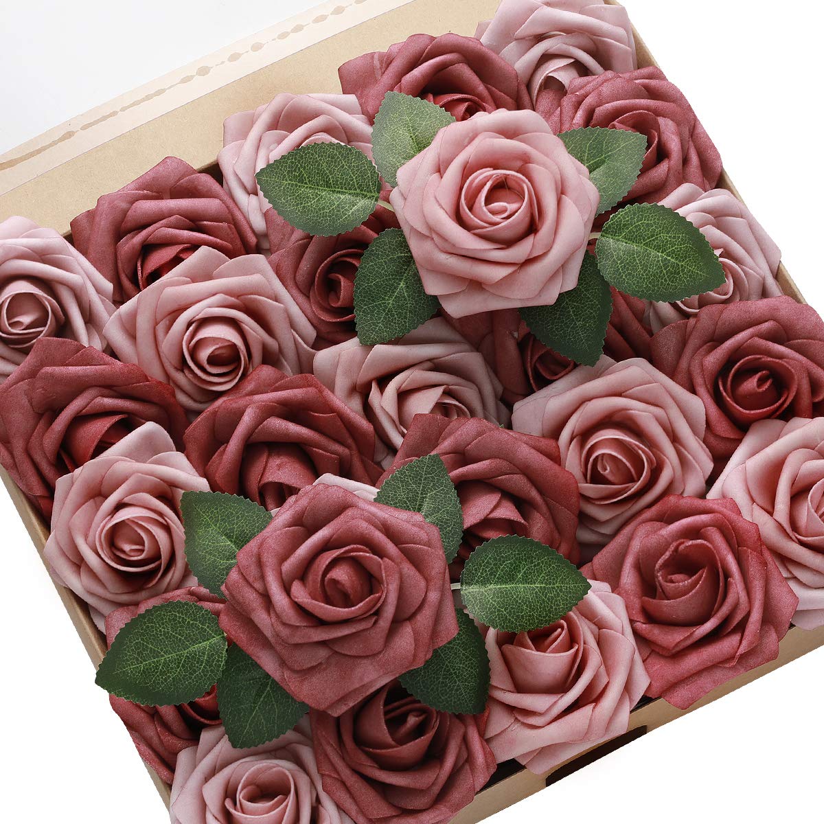 DerBlue 60pcs Artificial Roses Flowers Real Looking Fake Roses Artificial Foam Roses Decoration DIY for Wedding,Arrangements Party Home Decorations