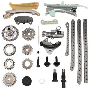 mayasaf engine timing chain kit with original equipment replacement timing chains, sprockets, and tensioners for select ford, mercury, mazda 4.0l v6 models,