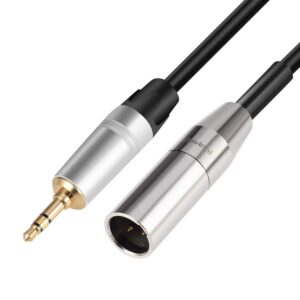 devinal 3.5mm to mini xlr calbe, balanced 1/8 inch stereo to 3 pin mini xlr male cord adapter connector, for pro lapel mic 12 inch(30 cm)
