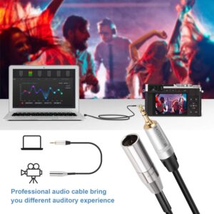 Devinal 3.5mm to Mini XLR calbe, Balanced 1/8 inch Stereo to 3 Pin Mini XLR Male Cord Adapter Connector, for Pro Lapel Mic 12 inch(30 cm)