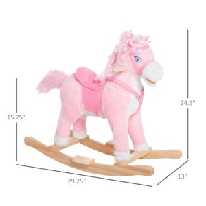 Qaba Kids Ride on Rocking Horse Toddler Plush Toy with Realistic Sounds and Swinging Tail for 3 Years Old Children