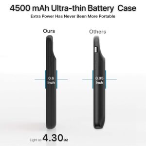 DESTEK Battery Case Only for iPhone 11, Real 4500mAh Ultra Slim Portable Charging Case Protective Rechargeable Charger Case Compatible w/Wire Earphones (6.1 inch/Black)