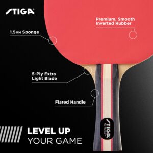 STIGA Performance 4 Player Ping Pong Paddle Set of 4 – Table Tennis Rackets, 6 – 3 Star Orange and White Balls