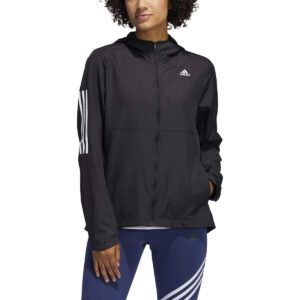 adidas women's own the run hooded jacket, black, x-large