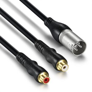 ebxya xlr to rca y splitter cable - xlr male to double rca female microphone cord adapter 3 feet, black