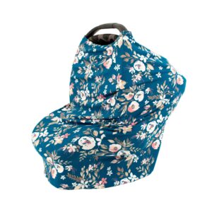 bebe au lait 5-in-1 multi-use cover: nursing covers for breastfeeding, infinity scarf, nursing shawl, car seat cover, shopping cart cover, carrier cover, privacy nursing cover- midnight floral