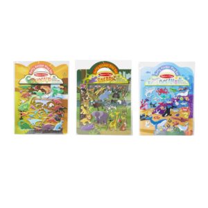 melissa & doug reusable puffy sticker wild adventures play set 3-pack (118 stickers: safari, dinosaur, ocean) - fsc certified