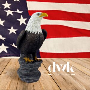 DWK - Liberty - Majestic American Bald Eagle on Rock Desk Statue Figurine Patriotic Sculpture USA Freedom Office Bookshelf Tabletop Home Decor Accent, 9-inch…