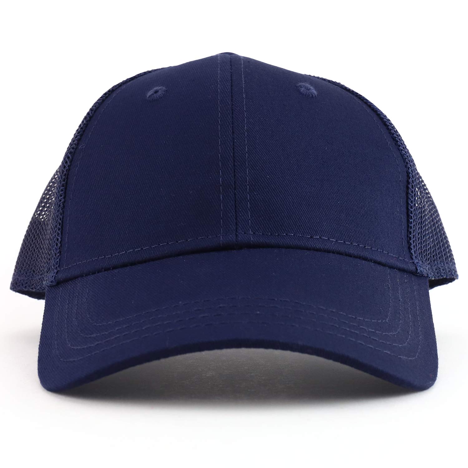 Armycrew Youth Size Kid's Cotton Twill 6 Panel Trucker Mesh Baseball Cap - Navy