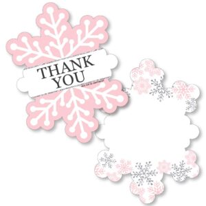 big dot of happiness pink winter wonderland - shaped thank you cards - holiday snowflake birthday party and baby shower thank you note cards with envelopes - set of 12