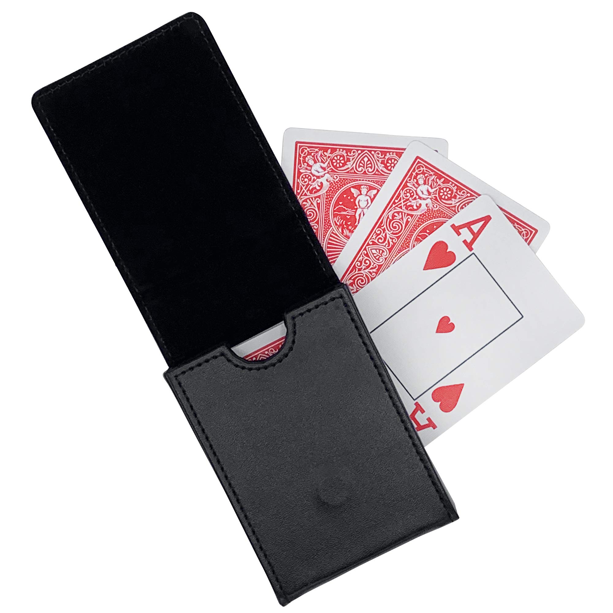 Luck Lab Single Deck Leather Playing Card Case/Holder - Black- Fits Poker and Bridge Size Cards