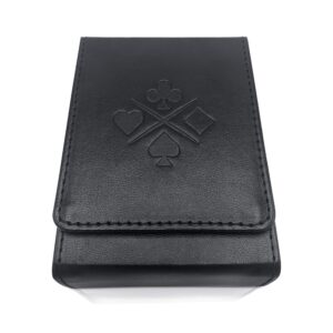 Luck Lab Single Deck Leather Playing Card Case/Holder - Black- Fits Poker and Bridge Size Cards