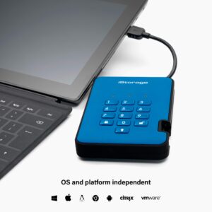 iStorage diskAshur2 SSD 8TB Blue | Secure portable solid state drive | Password protected | Dust & water resistant | Hardware Encryption