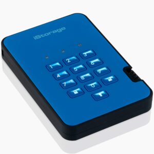 iStorage diskAshur2 SSD 8TB Blue | Secure portable solid state drive | Password protected | Dust & water resistant | Hardware Encryption