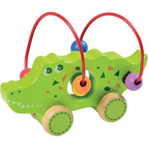 Constructive Playthings Set of Three Wooden Push Along Animal Bead Mazes Featuring 6" W. Alligator and 5 1/2" H. Giraffe for Ages 12 Months and Up