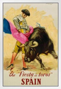 spain the fiesta de toros bullfighter matador vintage illustration travel art deco vintage french wall art nouveau 1920 french advertising vintage poster prints white wood framed art poster 14x20