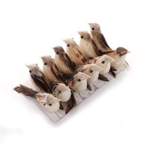 ewer 36pcs artificial simulation foam bird feathers bird cute mini sparrow ornaments diy craft for christmas tree wedding decoration home garden party accessories, 39inch/10cm