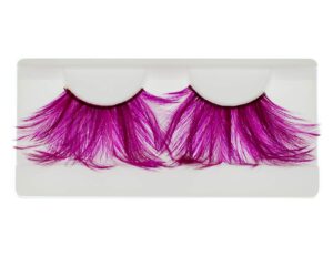 emilystores pink faux-feather costume eye lashes for halloween, dramatic eyelashes, party looking, 1 pair