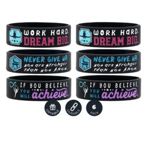 (6-pack) motivational gymnastics wristbands with inspirational quotes - gymnastics gifts jewelry accessories for gymnasts team awards party favors - unisex for men and women