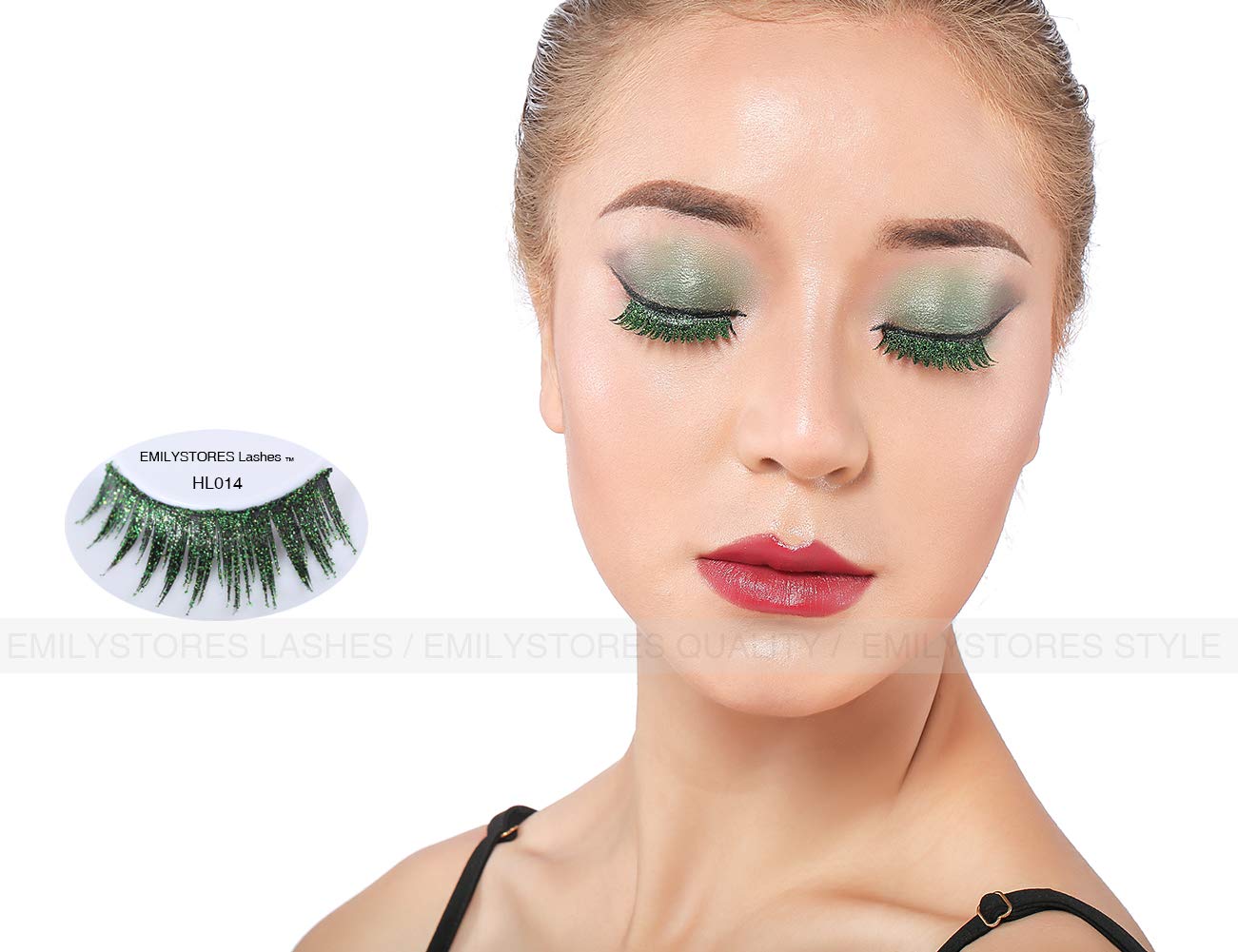 EMILYSTORES Green Wing Shining Star Costume Eye Lashes For Halloween, Dramatic Eyelashes, Party Looking, 1 Pair