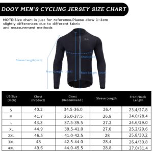 Dooy Men's Winter Thermal Fleece Cycling Bike Jersey Long Sleeve Running Jacket Windproof Breathable Reflective Softshell (Black, 2XL)