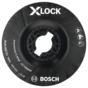 bosch mgx0450 4-1/2 in. x-lock backing pad with x-lock clip - medium hardness, use with fiber discs, for applications in metal surface finishing, weld blending, rust removal, black