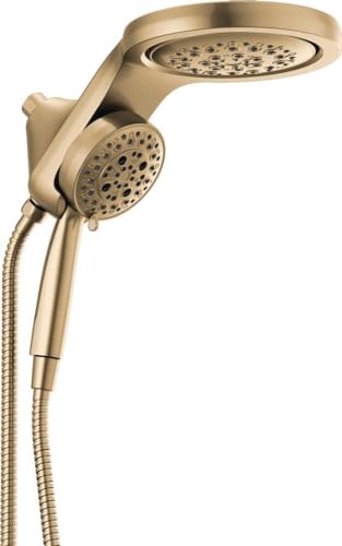 Delta Faucet HydroRain 5-Spray H2Okinetic Dual Shower Head with Handheld Spray, Gold Shower Head with Hose, Handheld Shower Heads, 2.5 GPM Flow Rate, Champagne Bronze 58680-CZ25