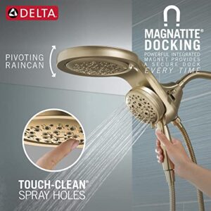 Delta Faucet HydroRain 5-Spray H2Okinetic Dual Shower Head with Handheld Spray, Gold Shower Head with Hose, Handheld Shower Heads, 2.5 GPM Flow Rate, Champagne Bronze 58680-CZ25