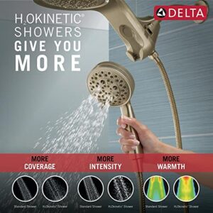 Delta Faucet HydroRain 5-Spray H2Okinetic Dual Shower Head with Handheld Spray, Gold Shower Head with Hose, Handheld Shower Heads, 2.5 GPM Flow Rate, Champagne Bronze 58680-CZ25