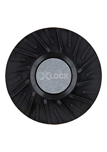 BOSCH MGX0500 5 In. X-LOCK Backing Pad with X-LOCK Clip - Medium Hardness, Use with Fiber Discs, for Applications in Metal Surface Finishing, Weld Blending, Rust Removal