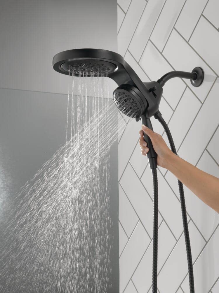 Delta Faucet HydroRain 5-Spray H2Okinetic Dual Shower Head with Handheld Spray, Black Shower Head with Hose, Handheld Shower Heads, Detachable Shower Head, 1.75 GPM Flow Rate, Matte Black 58680-BL