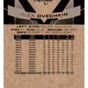 2019-20 O-Pee-Chee #183 Alexander Alex Ovechkin Washington Capitals NHL Hockey Trading Card