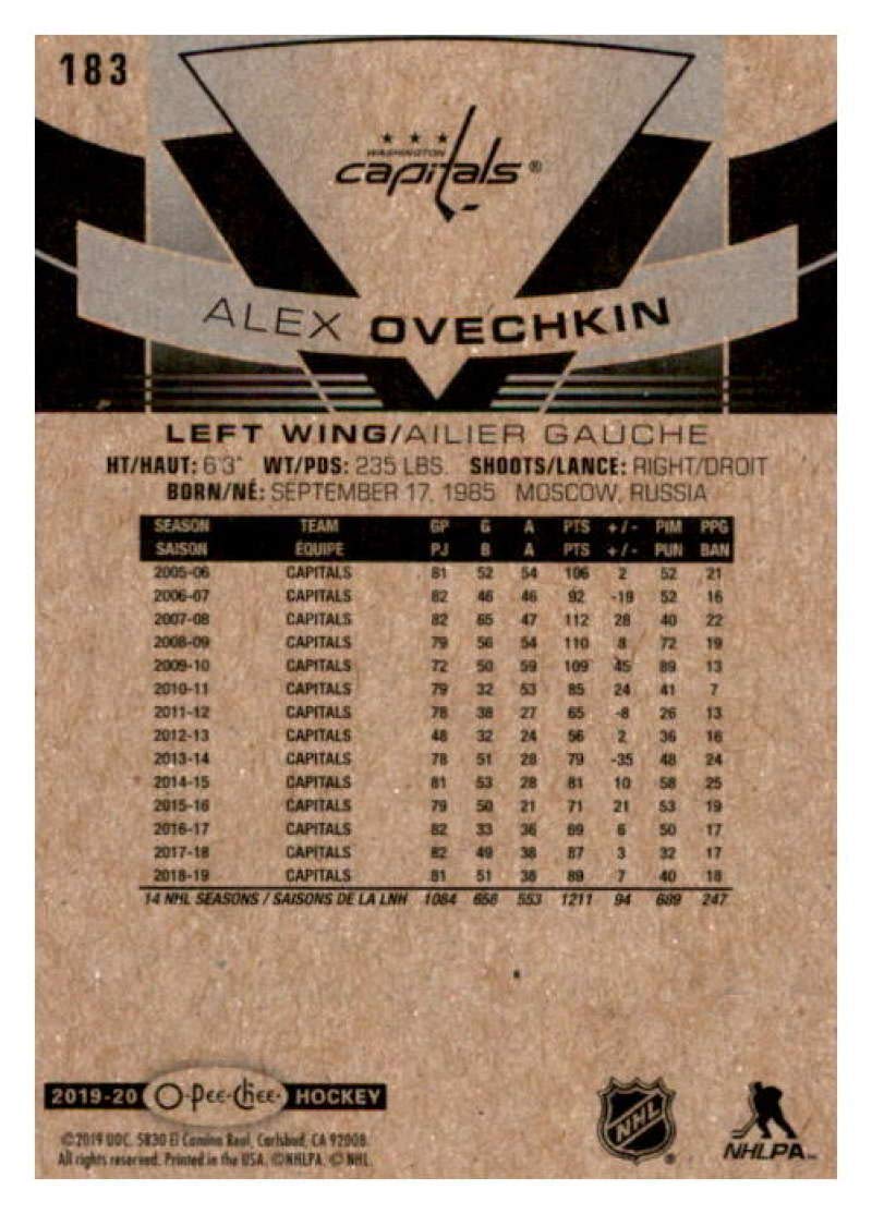 2019-20 O-Pee-Chee #183 Alexander Alex Ovechkin Washington Capitals NHL Hockey Trading Card