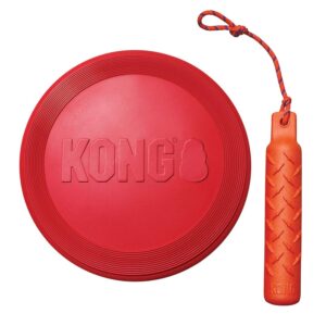 kong - flyer and training dummy - floating fetch toy for water play and flying disc - for large dogs