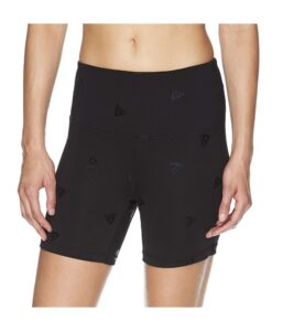 reebok womens fitted highrise athletic compression shorts, black, large