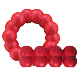 kong - ring and goodie ribbon - durable rubber dog chew toy and treat dispensing toy - for small dogs