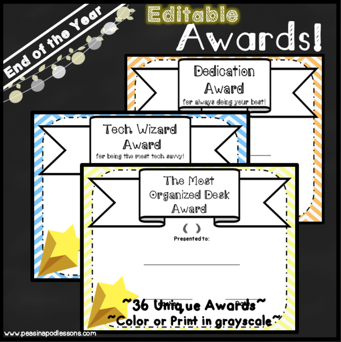 End of the Year Awards Editable