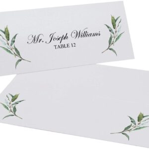 Laurel Wreath and Greenery Corner Printable Place Cards, Set of 60 (10 Sheets), Laser & Inkjet Printers - Wedding, Party, Dinner, and Special Events - Made in The USA