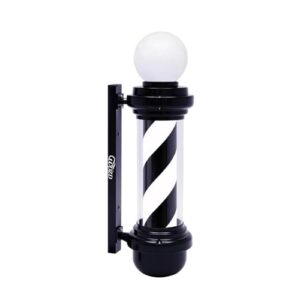 wdzd 27'' barber pole light, black white rotating hair salon open sign, wall mount, save energy