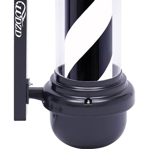 WDZD 27'' Barber Pole Light, Black White Rotating Hair Salon Open Sign, Wall Mount, Save Energy