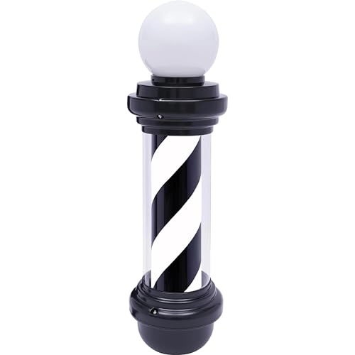 WDZD 27'' Barber Pole Light, Black White Rotating Hair Salon Open Sign, Wall Mount, Save Energy