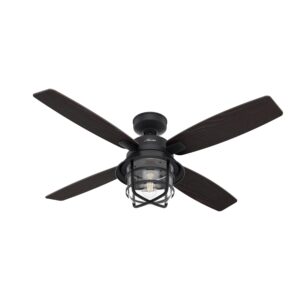 hunter fan company 50391 hunter port royale ceiling fan with led light and remote control, natural iron finish, 52
