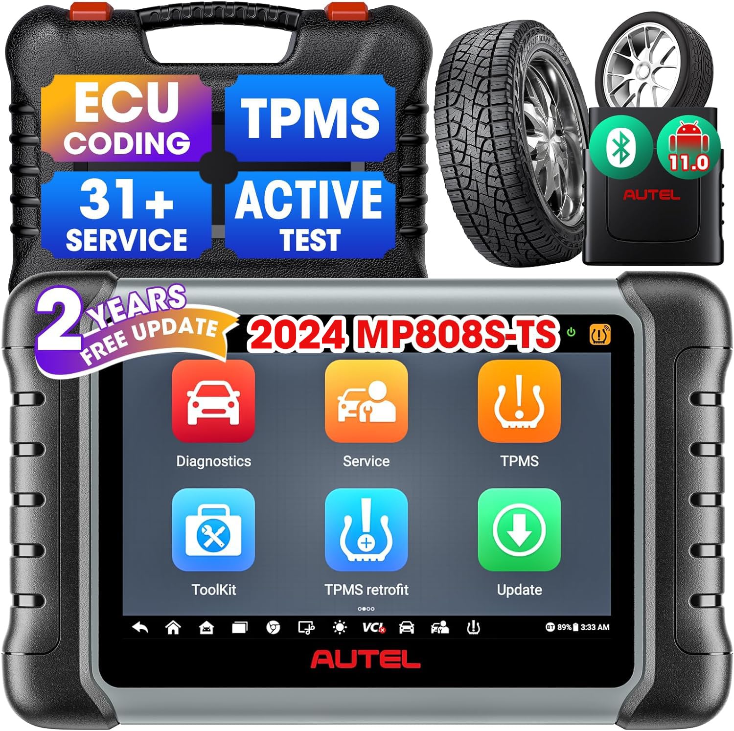 Autel MaxiPRO MP808S-TS Bidirectional Tool: 2024 2-Years Free Update OBDII Scanner with TPMS Programming, Active Test, 31+ Service, All System Scan, ECU Coding as MP808BT Pro, MS906TS, MS906 Pro-TS