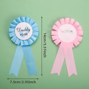 Baby Shower Mom To Be Sash and Daddy To Be Tinplate Badge Pin Kit Gender Reveals Party Gifts - Light Blue