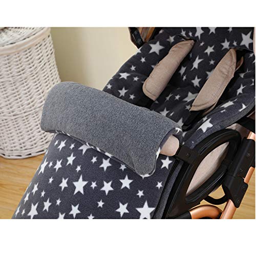 Winter Warm Bunting Bags Universal Baby Infant Stroller Sleeping Bag Windproof Thermal Thick Fleece Lining Toddler Footmuff Anti-Kicking Sleeping Nest Stroller Blanket Cover 0-3 Yrs (Grey Stars)